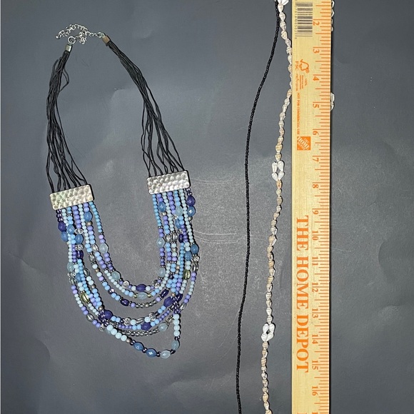 Vintage necklaces lot 2!multi strain beaded statement necklaces & 2 single beads - Picture 13 of 14